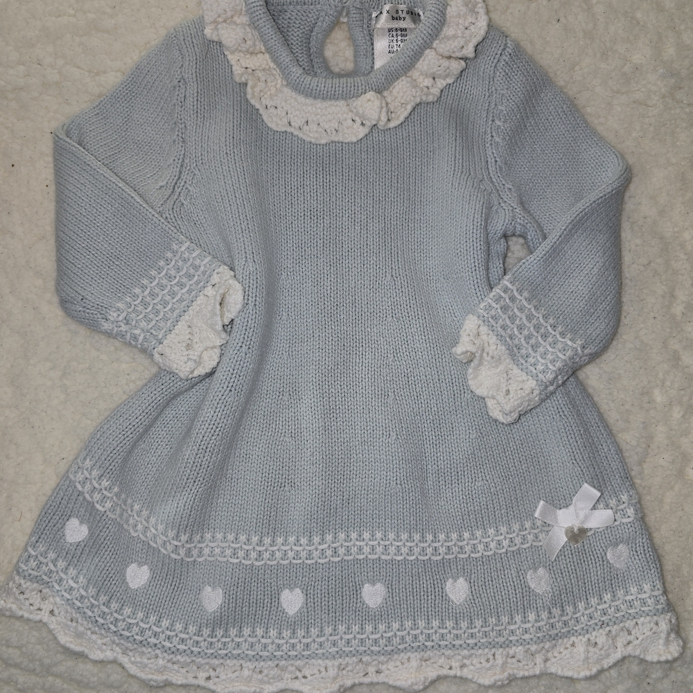 Max Studio Light Blue and White Kids Formal Dress